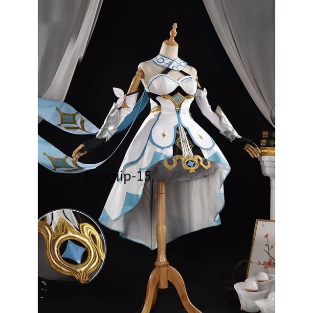 Genshin Impact Traveler Lumine Cosplay Costume Dress Upgraded-Ver Halloween Gift