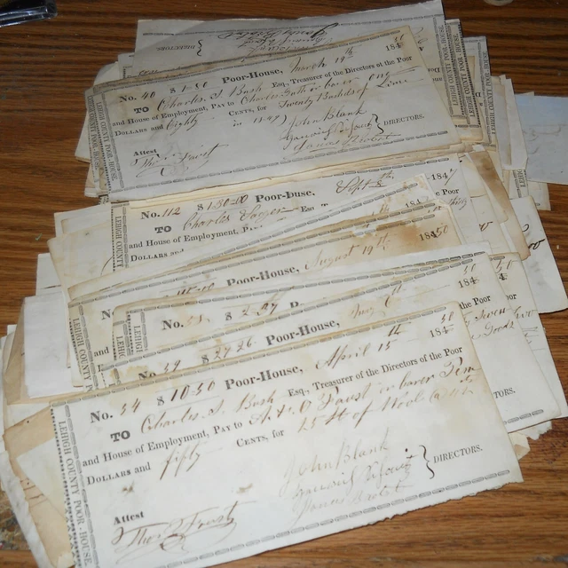 Lot of ~232~ CHECKS/RECEIPTS/VOUCHERS~Directors 1840's POOR-HOUSE LEHIGH CO