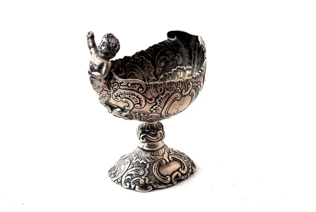 Antique 19th C Silver Cherub Table Salt Dish London Import 1890 107g