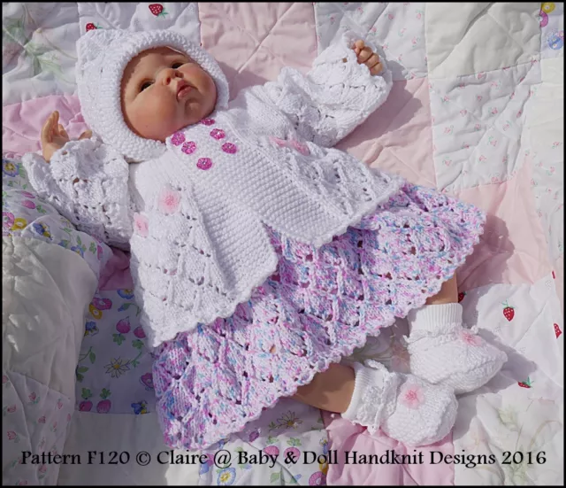Babydoll Handknit Designs Knitting Pattern F120 16-22" Doll 0-3M Baby 2