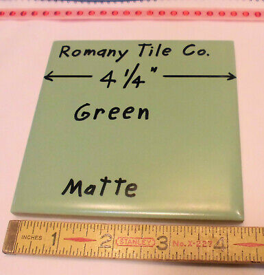 1 pc. Matte Ceramic Tile *Green* by The Romany Tile Co.  4-1/4"  Vintage  NOS