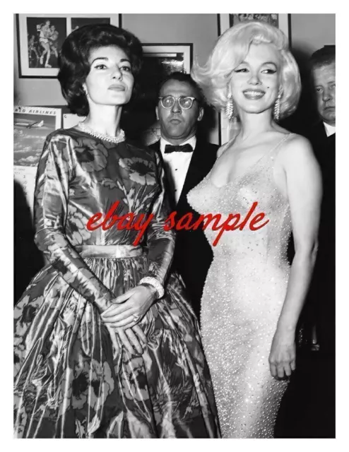 MARILYN MONROE MARIA CALLAS CANDID PHOTO - At JFK's Birthday Gala, May 19, 1962