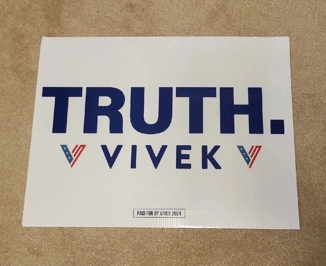 VIVEK RAMASWAMY YARD Sign 2024 Truth Presidential Candidate 2024 **No