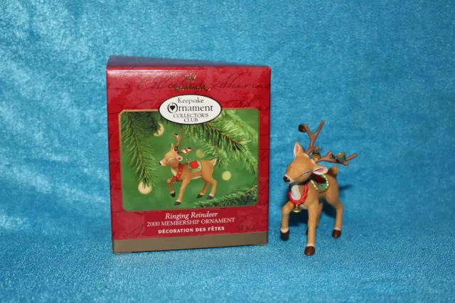 Hallmark Keepsake Ornament -Collector's Club - Ringing Reindeer - 2000