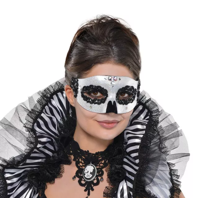 Day of the Dead Mask Halloween Ladies Skull Fancy Dress Accessory Skeleton