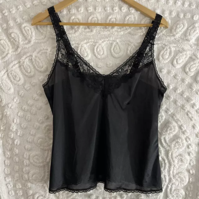 VTG Maidenform Black Lace Camisole, Size 36, Union Made