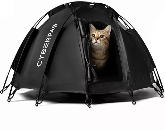 Cyberpaw Premium Cat & Dog Bed, Portable Pet Tent, Outdoor Indoor, Black