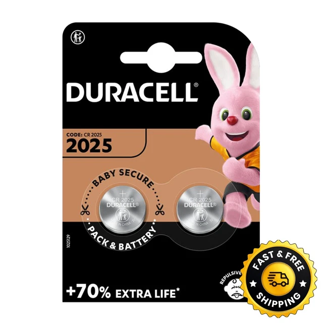 2x CR2025 Duracell Batterie A Bottone Litio 3V – 150mAh, Confezione Blister