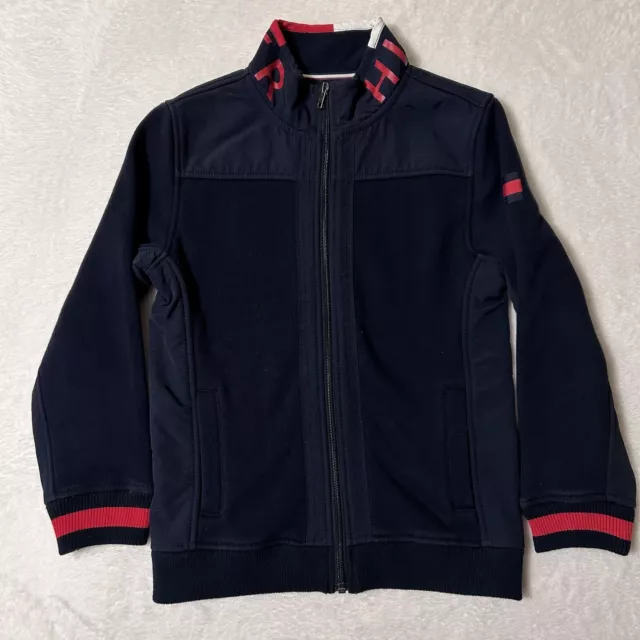 Tommy Hilfiger Kids Boys Sweater Size M 8-10 Blue Zip Pockets Long Sleeve Logo