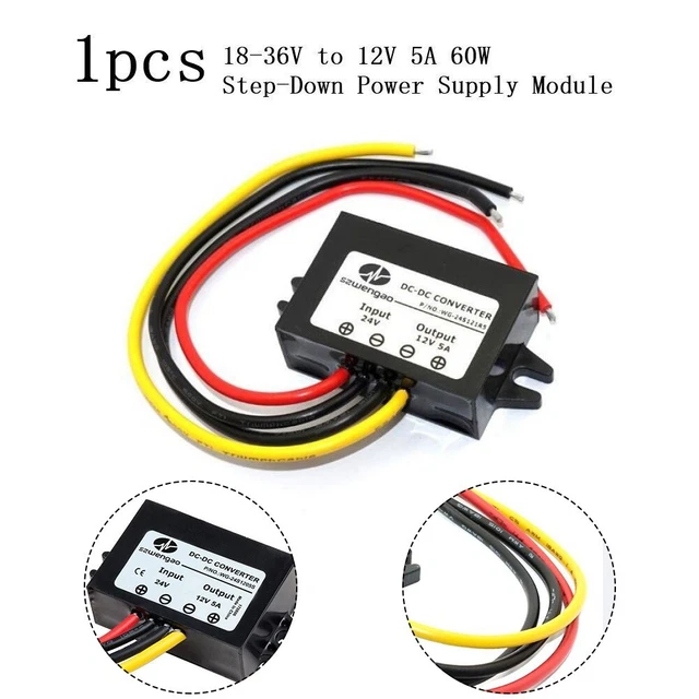 DC/DC Step Down Converter Regulator 24V To 12V 5A/60W Stepdown Car-Power-Supply