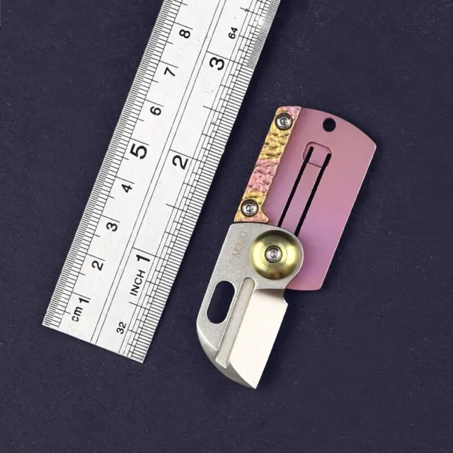 Mini Small Keychain Keyring Titanium Handle D2 Steel Blade Pocket Folding Knife
