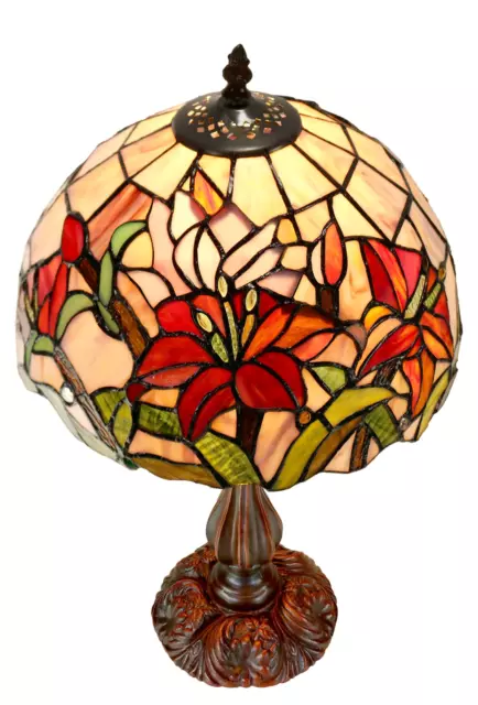 Amazing Oriental Lily Style Stained Glass Leadlight Tiffany Desk Lamp 3