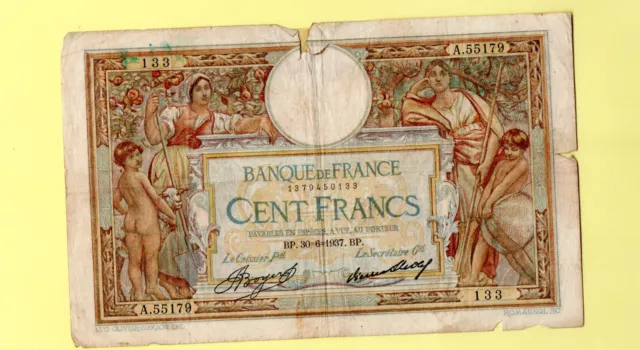 Billet de banque Français-"100 frs O .MERSON--1937-"-monnaie--francs