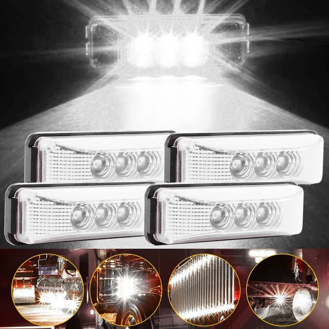 4x White LED Side Marker Clearance Light Waterproof Trailer Truck RV 12V 24V EAH