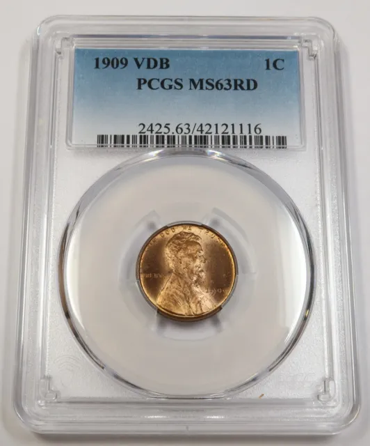 1909 VDB PCGS MS63 RD RED | Lincoln Wheat Penny Cent - 1c US Coin #40973B