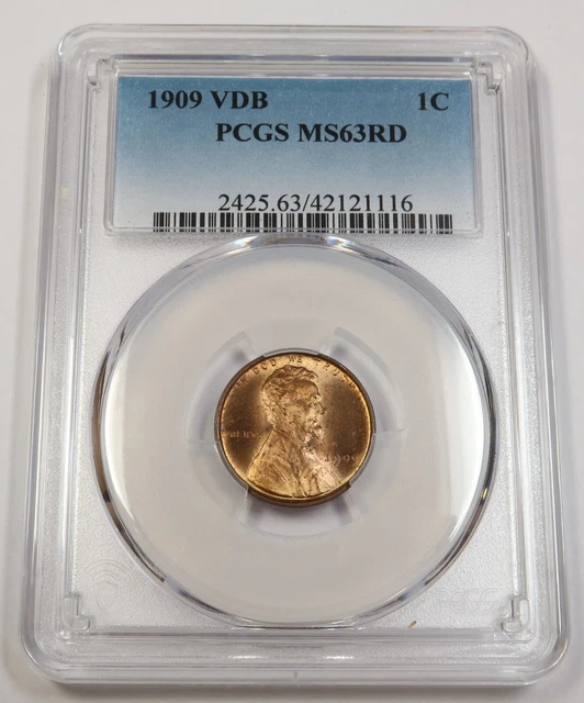 1909 VDB PCGS MS63 RD RED | Lincoln Wheat Penny Cent - 1c US Coin #40973B