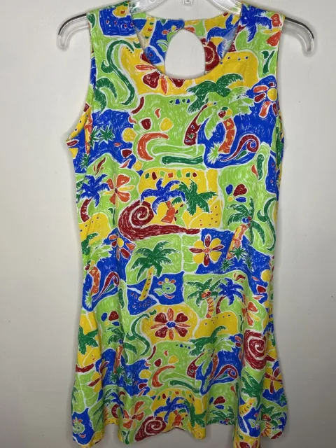 Too Hot Sunwear Dress Womens Sz. XS Vintage Short Colorful Tropical Sleeveless