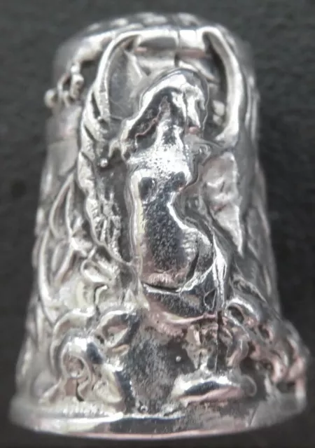 Greif ? Seejungfrau mermaid Fingerhut Silber 925 silver thimble