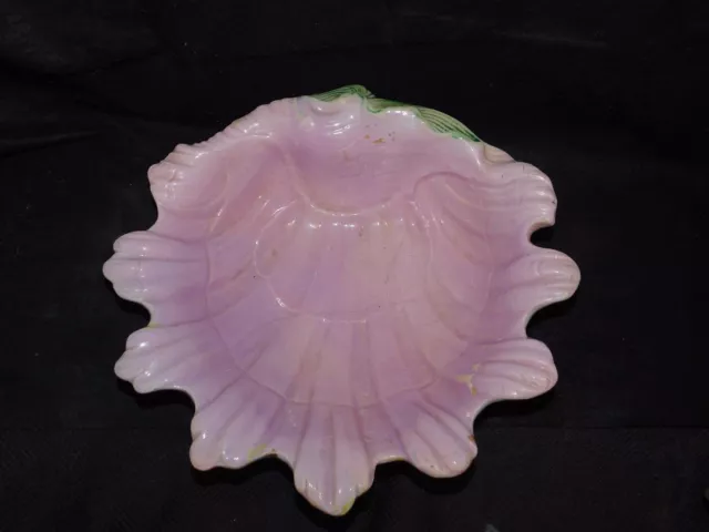 Antique Majolica Pottery Figural Shell Bowl