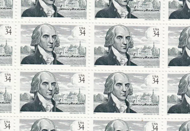 James Madison Mint Sheet of 20 Stamps, Scott #3545, MNH, Free Shipping! Nice!