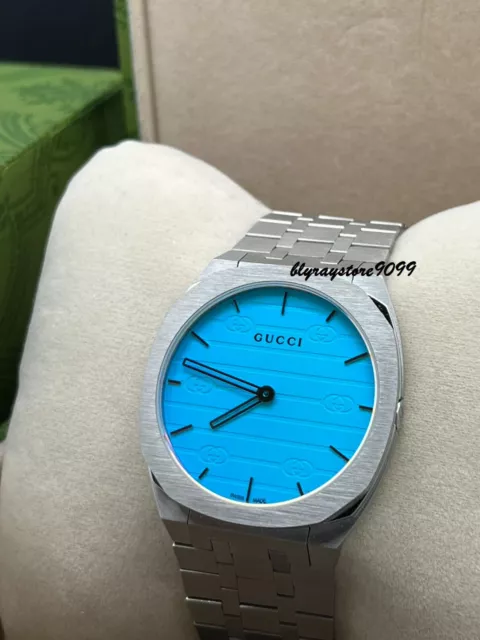 GUCCI YA163409 25H Ocean Blue 38 mm Dial Stainless Steel Unisex