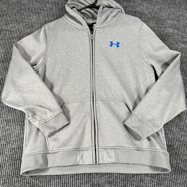 Under Armour Youth Boys XL Extra Large Gray Full Zip Long Sleeve Hooded Jacket