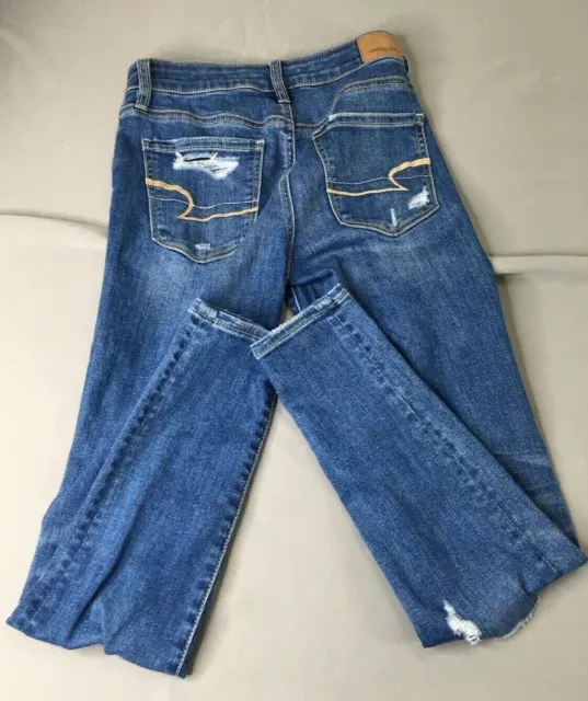 American Eagle Outfitters Womens Jeans Size 0 Blue Distressed  Casual Comfort 2