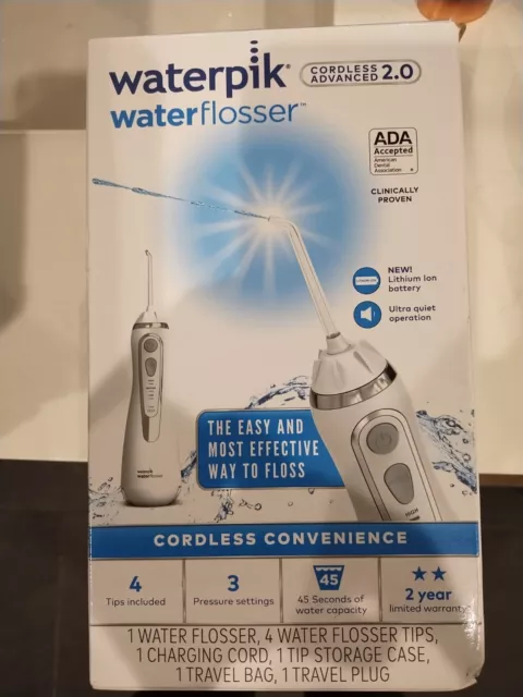 Waterpik White  Cordless Advanced 2.0 Water Flosser Aquarius Hydropulseur WP-580