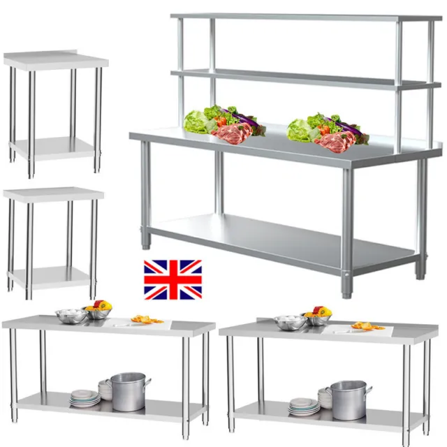 Stainless Steel Work Table Commercial Kitchen Catering Worktop Food Prep Shelf