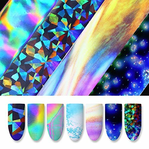 10 Holographic Nail Foils Starry Sky Glitter Foils Nail Art Transfer Sticker Set