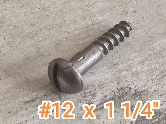 13pcs #12 x 1 1/4"  SPECIAL OLD IRON SLOTTED  ANTIQUE WOOD SCREWS ROUND HEAD