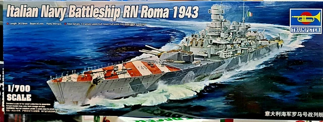 Maquette 1/700 Du Cuirassé Italien RN Roma 1943 Par Trumpeter - Kit En Plastique à Monter Et Peindre