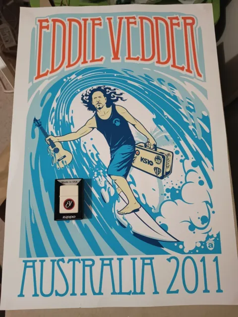 Eddie Vedder Pearl Jam Zippo Australian Island rare Plus Tour Poster 2011