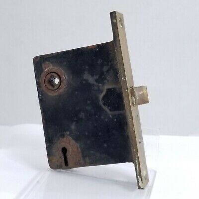 Vintage Mortise Lock with Latch, intact mechanism, some rust, NO KEY, locksmith