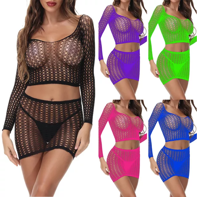 Sin Entrepierna Lencería Sexy Body Cuerpo Entero Red Mujer Ropa Mono Vestidos ✿