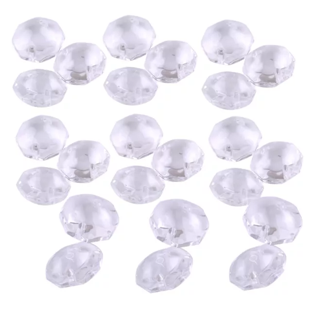 50stk 14mm Glas Octagon Perlen Kristall Ketten Dekor Lüster Kronleuchter  ct