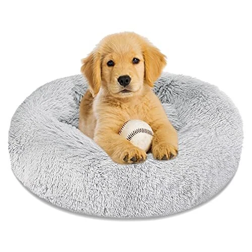 Calming Dog Bed Cat Bed Donut Cuddler, Anti Anxiety Dog Bed for Small Medium...