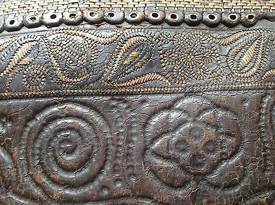 Antique 18.C. World Largest Hand Embroidered Leather Belt Ethnography Lamber Bag 3