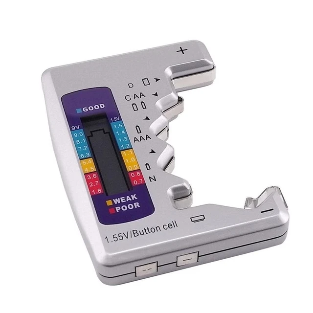 Probador de batería digital fácil de usar Pantalla LCD ABS Material AAA AA D N 9V 1