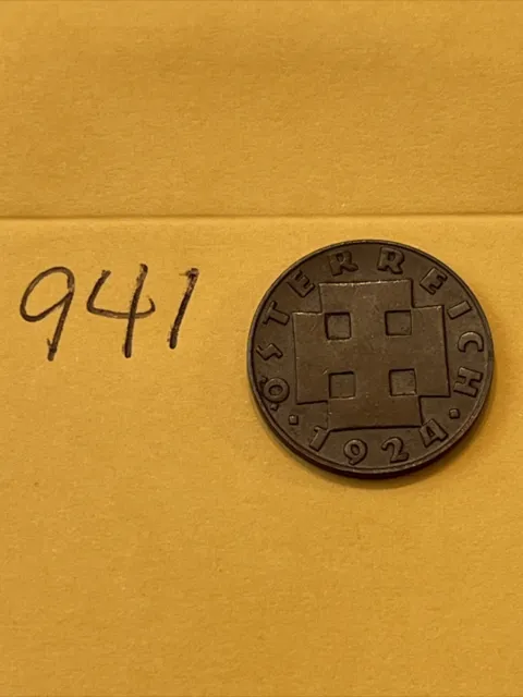 1924 AUSTRIA  - 2 GROSCHEN - World Coin
