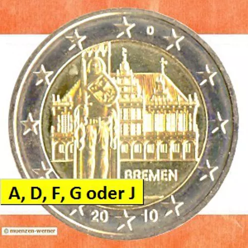 Sondermünzen BRD:2 Euro Münze 2010 Bremen Rathaus Roland Sondermünze Gedenkmünze