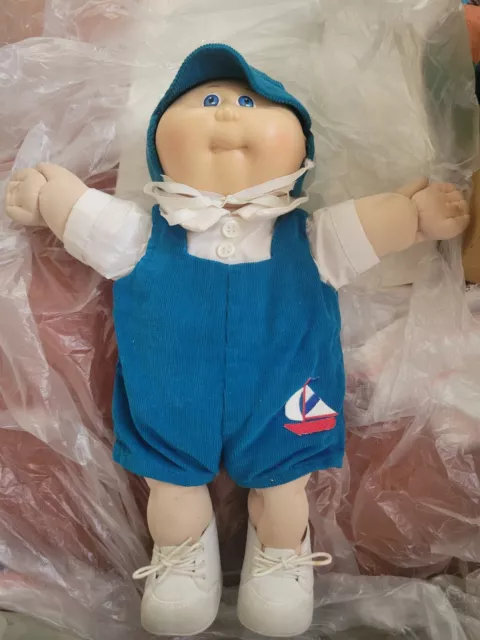 Cabbage Patch Doll Boy Preemie Blue Corduroy Outfit Sailboat Red Anchor Vintage