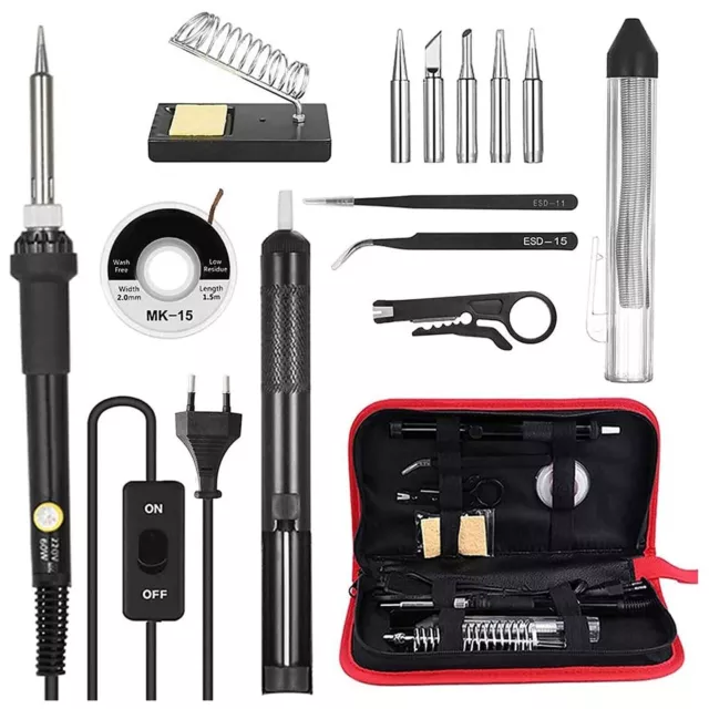 Meterk 14 in 1 Soldering Iron Kit 60W Adjustable Temperature Welding UK F7J3