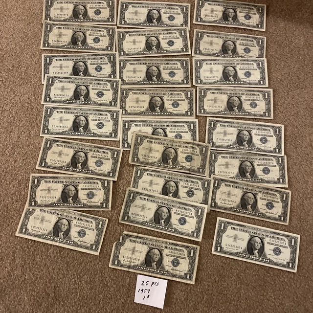 LOT OF 25 Blue Seal 1957 $1 Silver Certificate Notes