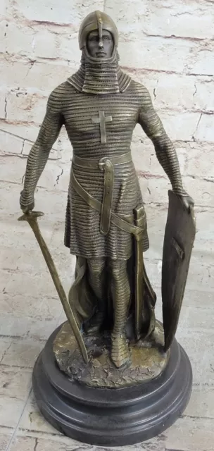 Knights Templar Crusader Warrior Knight Bronze Statue Sculpture Figure Artwork