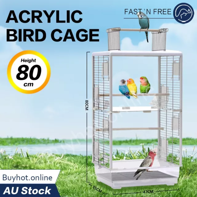 Bird Cage Parrot Cockatiel Aviary Pet Budgie Acrylic Clear Front Back Panel 94cm