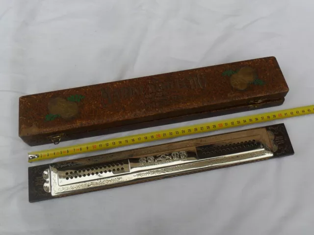 vintage double Harmonica 40 cm , HOHNER MARINE BAND ECHO et son écrin