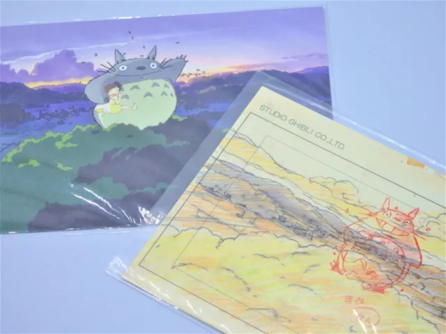 Studio Ghibli TOTORO con cartolina Immagine originale Art Cel Layout Mostra...