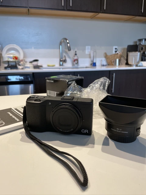 RICOH GR 16.2MP Compact Digital Camera Black with Hood and Adapter