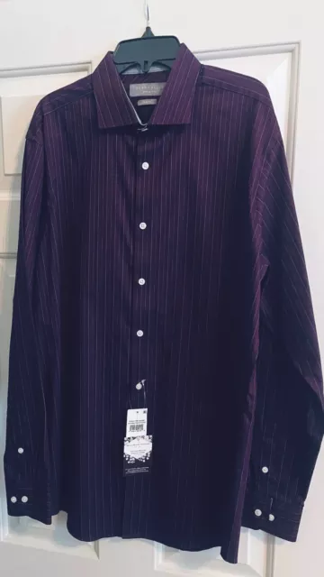 Perry Ellis Shirt 16 x 34/35 15.5 x34/35 Men's Dk Purple Stripe Slim Prem $69.50 3